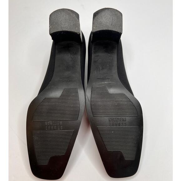 Stuart Weitzman Black Square Toe Fabric Low Heel Pumps Shoes Sz 9 AA - Picture 7 of 10